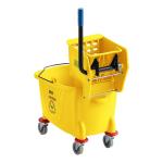 WaveBrake 32L Side-Press Mop Bucket and Wringer Combo on Wheels, Yellow, for Professional/Industrial/Business Heavy-Duty Floor Cleaning/Mopping - (1 Pack)