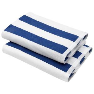 Pool Towel Stripes White Blue - 550g [76 x 180 cm] (1 Pack)