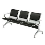 3-in-1 Waiting Chair Black Leather - Stainless Frames