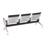 3-in-1 Waiting Chair Black Leather - Stainless Frames