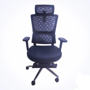 Swivel Chair with Footrest - Black