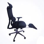 Swivel Chair with Footrest - Black
